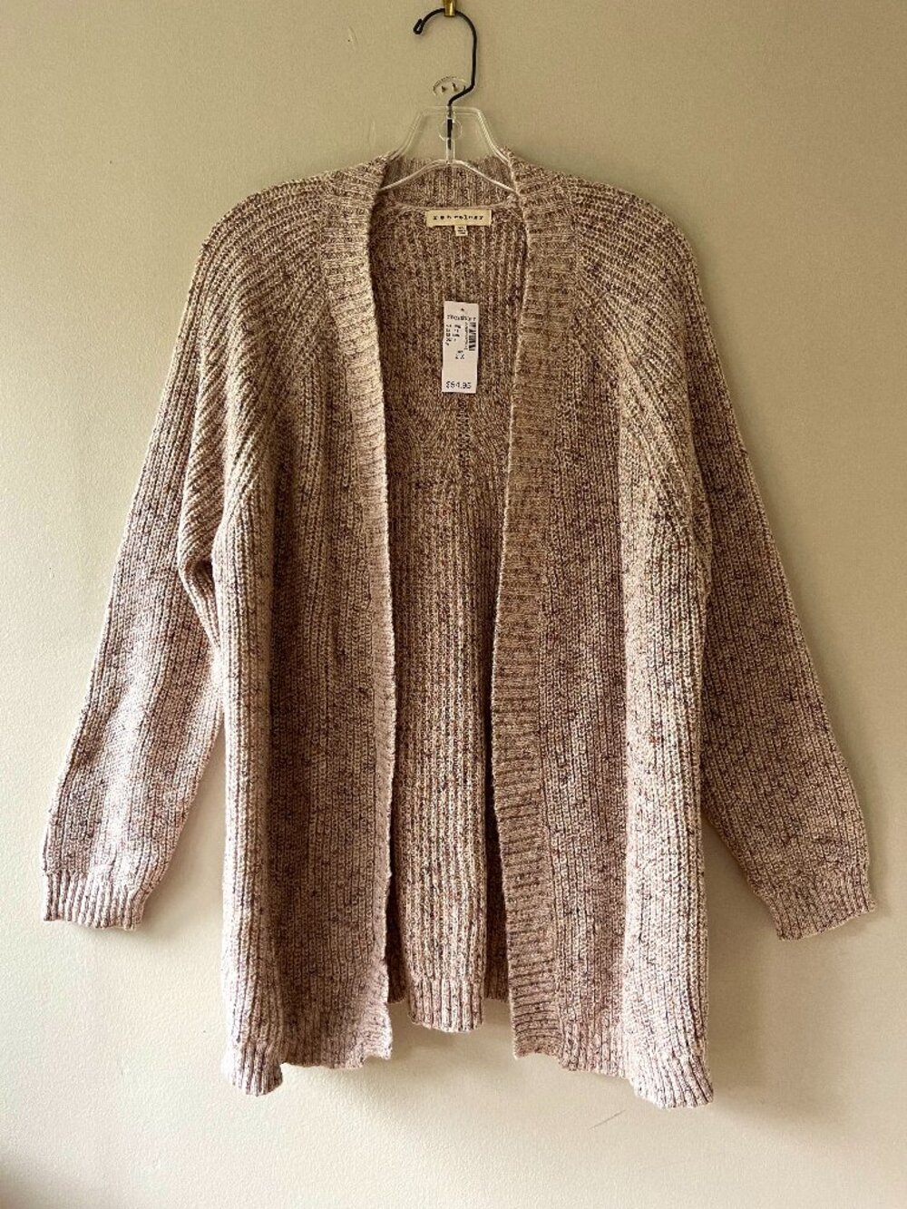 Retrology Plus Sz 2X Knit Pink Cardigan Sweater‎ Open Stretch Drop Shoulders